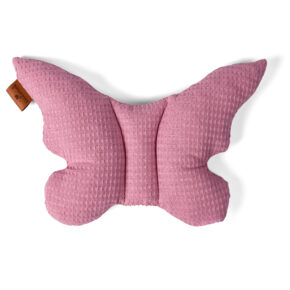 Poduszka motylek muślinowo gofrowa pudrowy róż