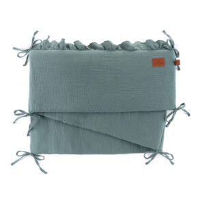 Ochraniacz do łóżeczka muślinowy z falbaną 180x25 cm zieleń morska