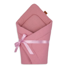 Rożek niemowlęcy muślinowo - gofrowy pudrowy róż